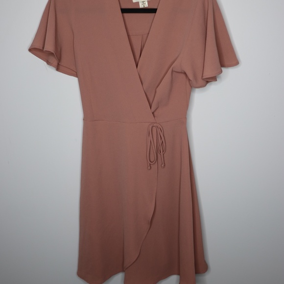 Monteau Pink Wrap Front Dress Size Small - Picture 2 of 7